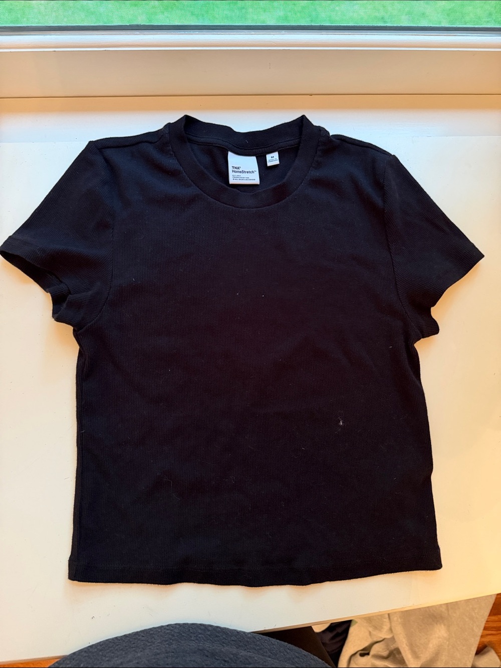 TNA Black Ribbed Crew Neck Tee